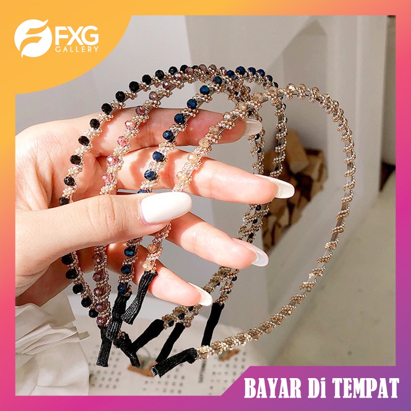 Jual Fxg Bando Rambut Wanita Premium Diamond Metal Fashion Korea Bandana Mutiara Bnd02 