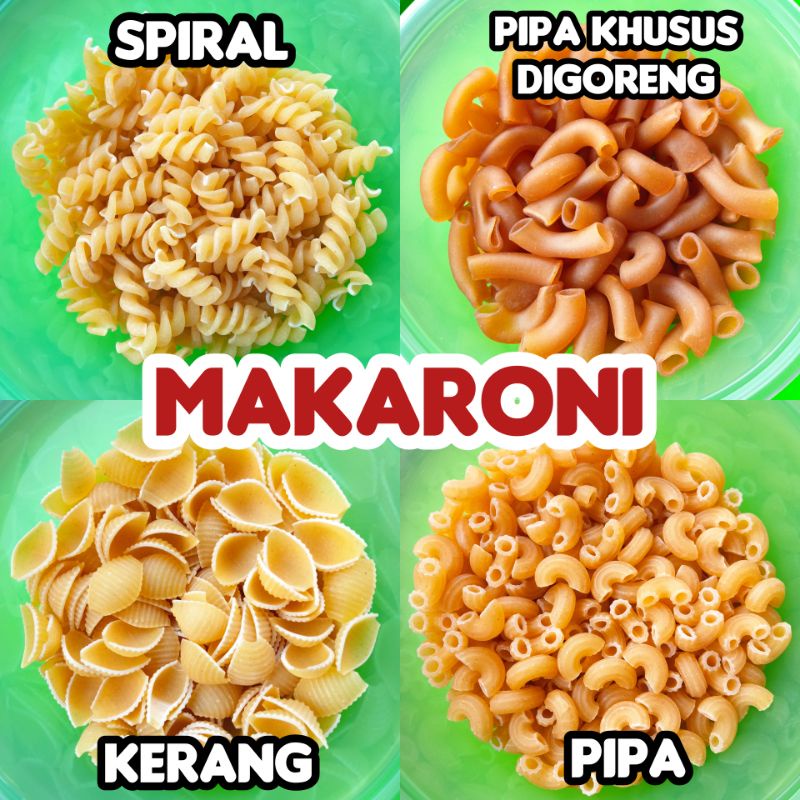 Jual MAKARONI PASTA PIPA KERANG SPIRAL - Makroni Mentah untuk Aneka ...