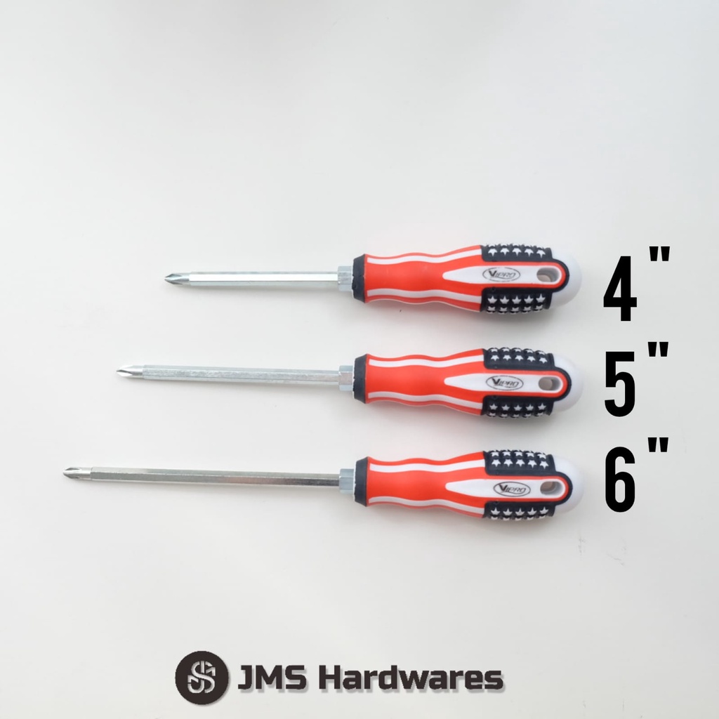 Jual Obeng Bolak Balik Plus Minus Gagang Karet USA 4, 5, 6 Inch / Obeng ...