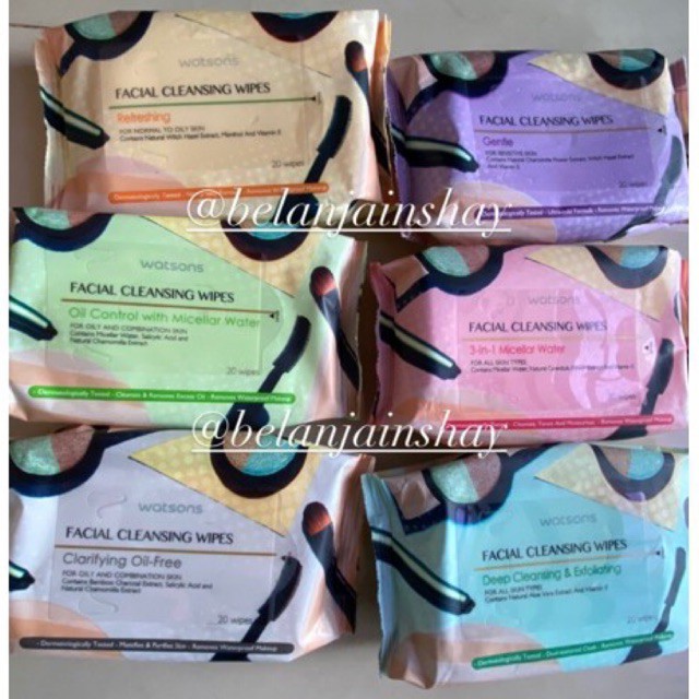 Jual WATSONS FACIAL CLEANSING WIPES (20wipes) Shopee Indonesia