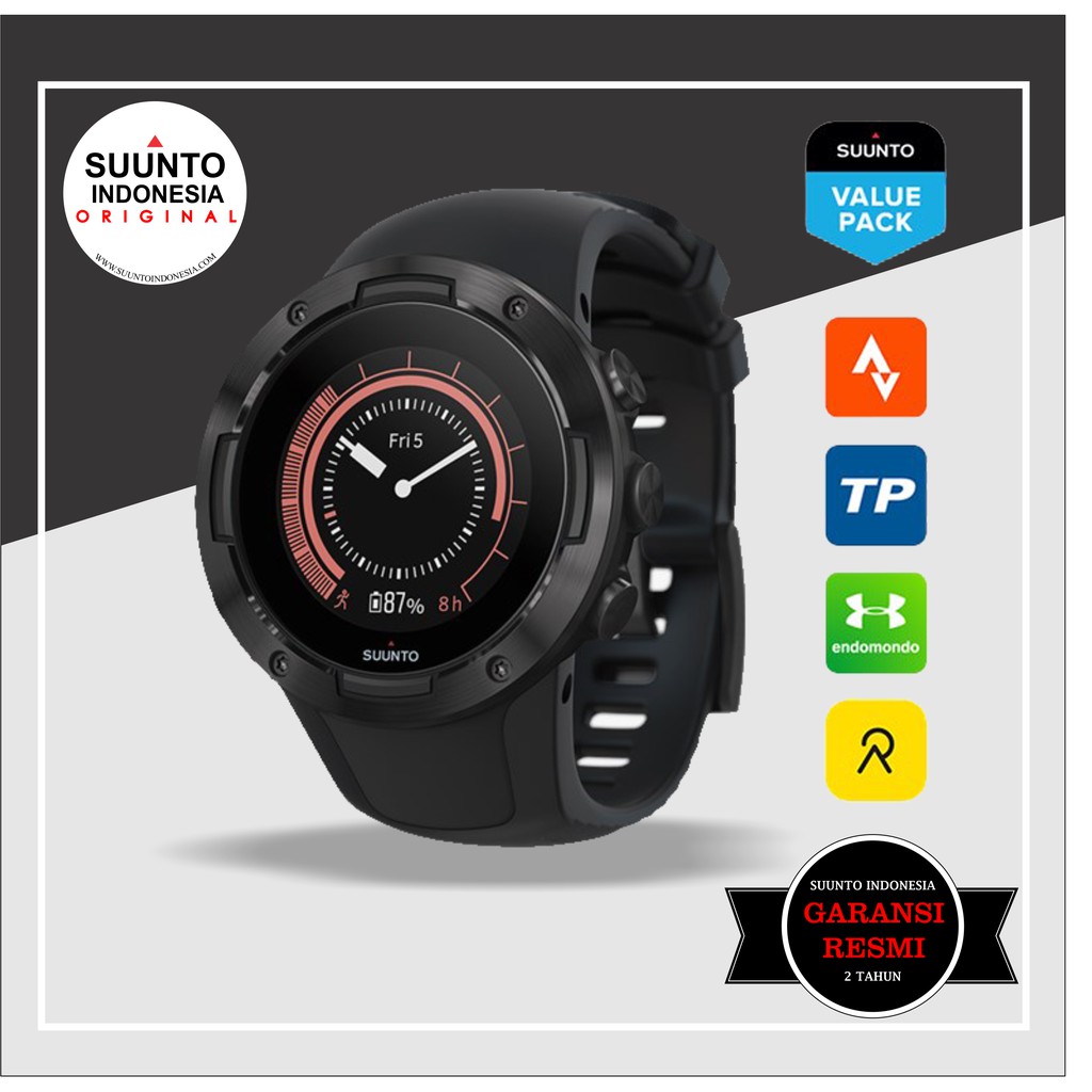 SUUNTO 5 ALL BLACK ORIGINAL GARANSI RESMI ( JAM TANGAN SMART WATCH)