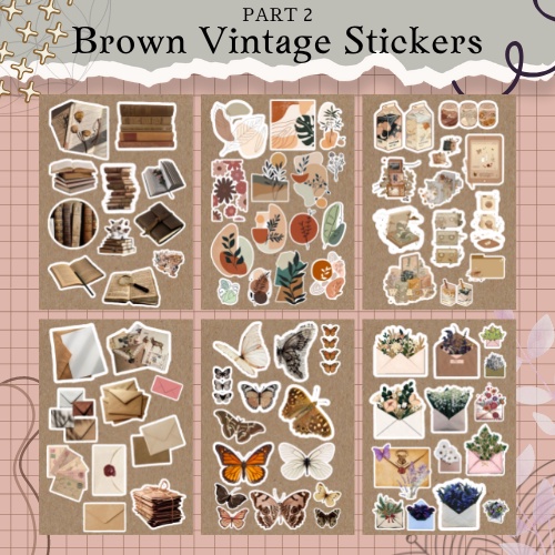 Jual Part 2 Brown Vintage Stickers Stiker Coklat Aesthetic Stiker Vintage Stiker Retro 