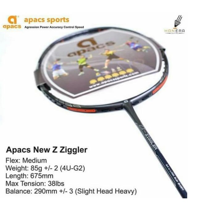 Jual Raket Badminton Apacs Z Ziggler New ! Max Tension 38Lbs Ori 100