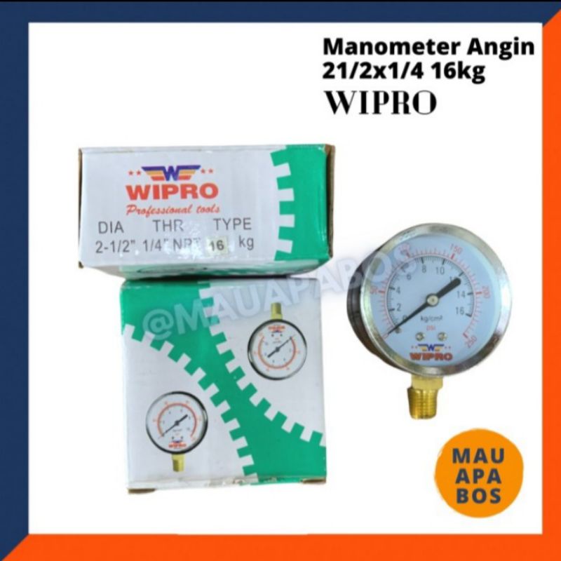 Jual Wipro Pressure Gauge / Manometer Angin 2 1/2 x 1/4 16 kg | Shopee ...