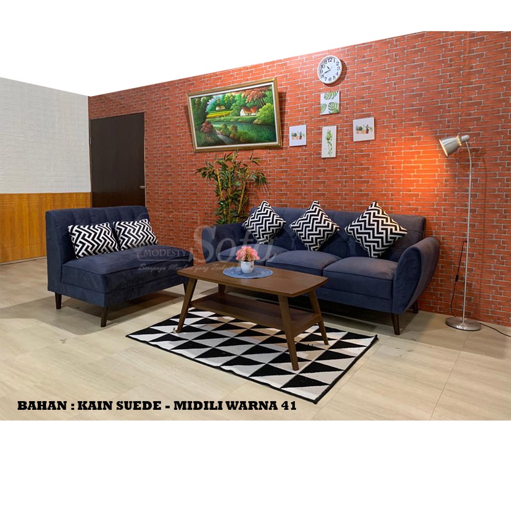 Jual Sofa Ruang Tamu Modesty L Retro Mini Twin Eco 17 + Meja Retro Pole ...