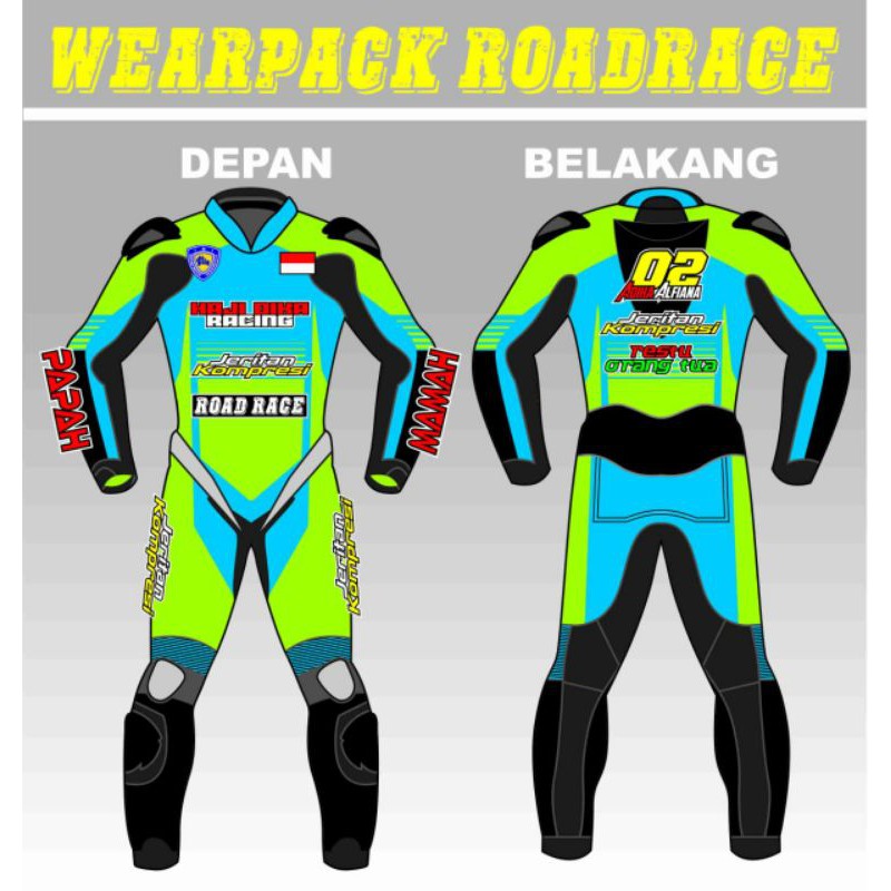 Jual Wearpack Balap Wearpack Roadrace Custom protector titanium Free ...