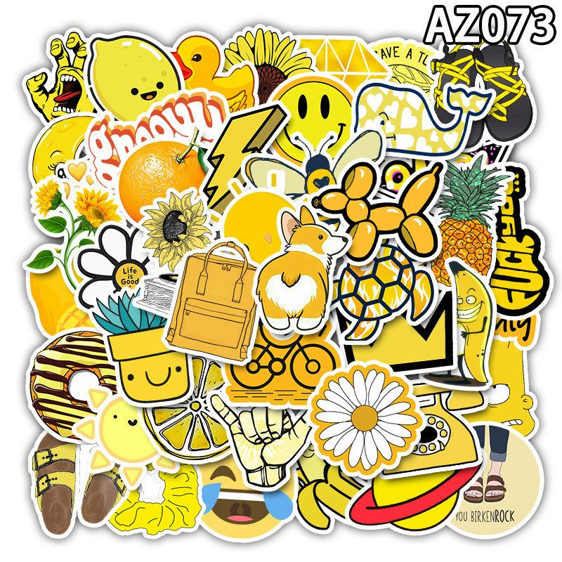 Jual STIKER AESTHETIC KUNING PACK STYLE 260051- STIKER AESTHETIC KEREN