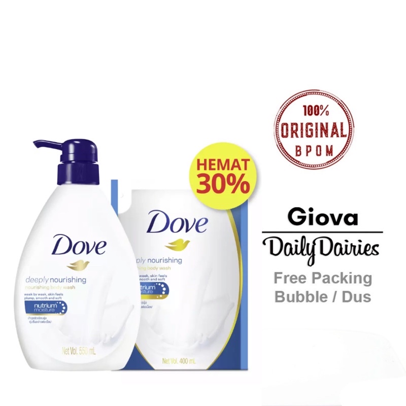 Jual Dove Body Wash 400ml Refill Deeply Nourishing Revive Fresh Touch