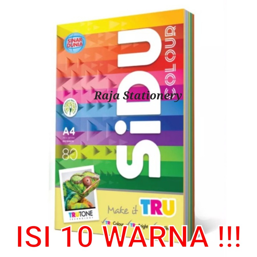 Jual KERTAS HVS SIDU KERTAS WARNA A4 80G 1 PACK FOTOCOPY COLOUR PAPER