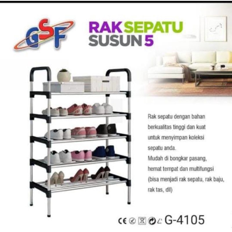 Jual Rak Sepatu Portable Tingkat Tempat Sepatu Sandal Susun Rangka