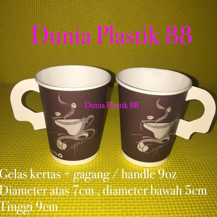 Jual HARGA PC gelas kertas PAPER CUP foam kopi 9oz pegangan GAGANG ...