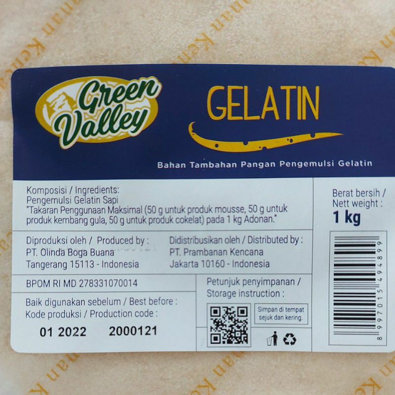 Jual gelatin bubuk halal 1 kg exp 2024 Shopee Indonesia