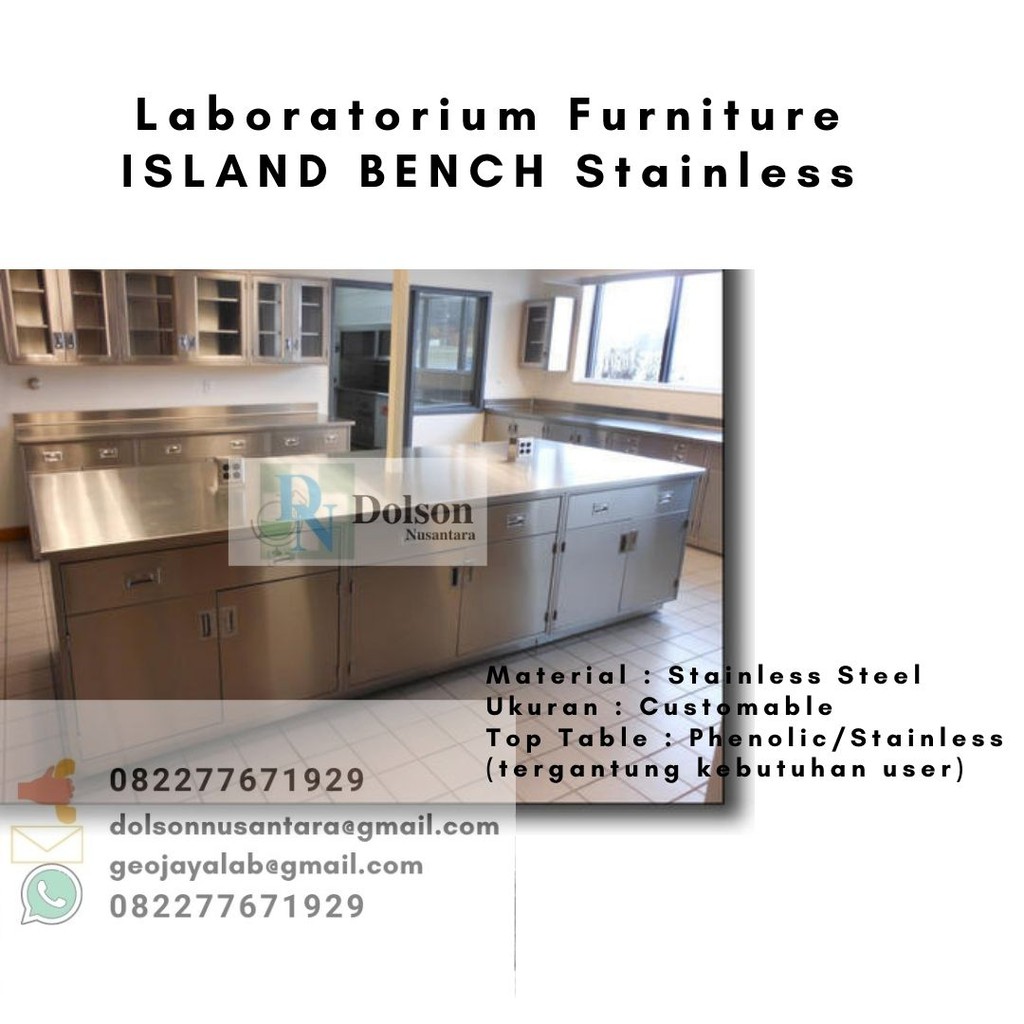 Jual Laboratorium Furniture Stainless Steel Island Bench Meja Tengah