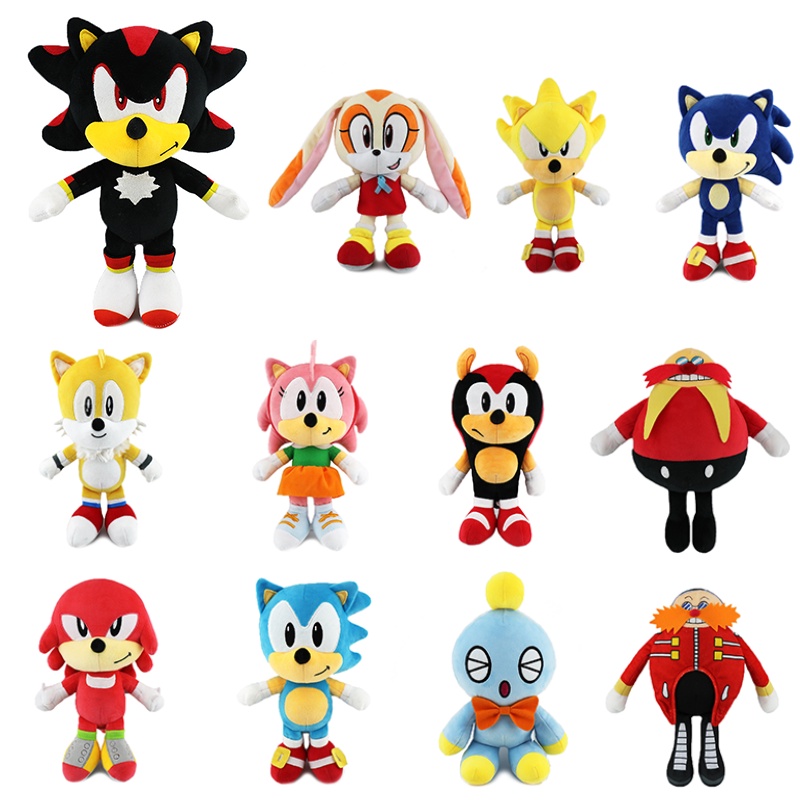 Jual Kawaii 25cm Sonic Plush Toy Soft Stuffed Doll Amy Rose Knuckles ...