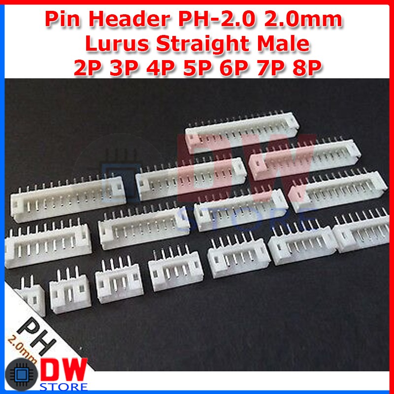 Jual Konektor Pin Header P2.0 PH 2.0mm 2mm Male Lurus 2P 3P 4P 5P 6P 7P ...