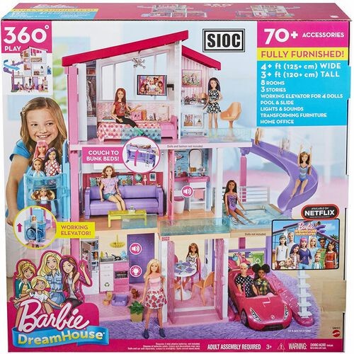 Barbie DreamHouse Dollhouse with 70+ Accessories, Working Elevator, Lights  & Sounds 