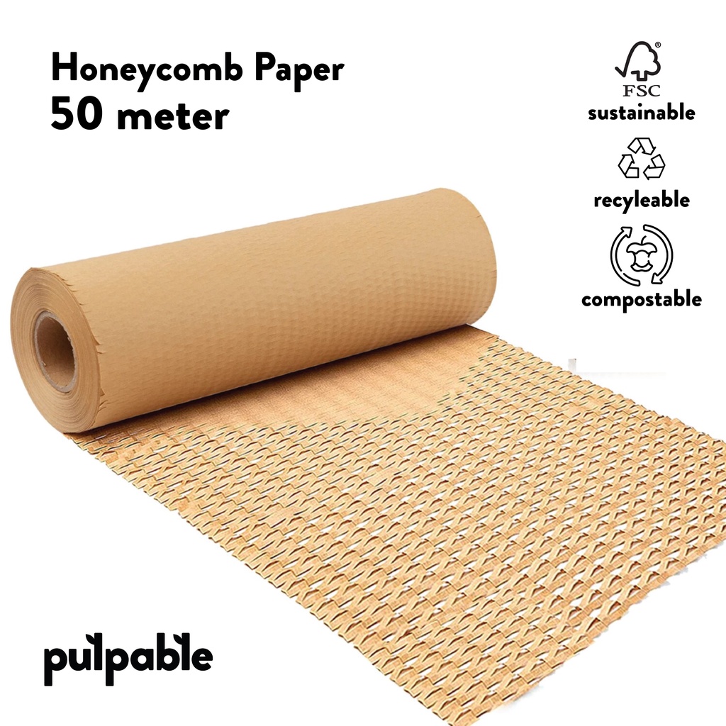 Jual Pulpable Honeycomb Paper Wrap 50M - Eco Friendly Packaging Bubble ...