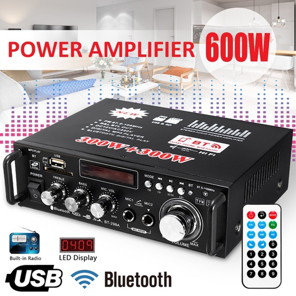 Jual 600W BT-298A Power Ampli Amplifier Bluetooth Karaoke Home Theater ...