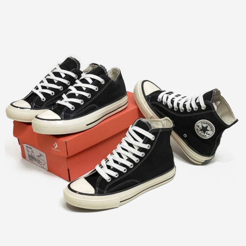 Sepatu Sekolah Converse Chuck Taylor All Star 70s Low High Black White Egret