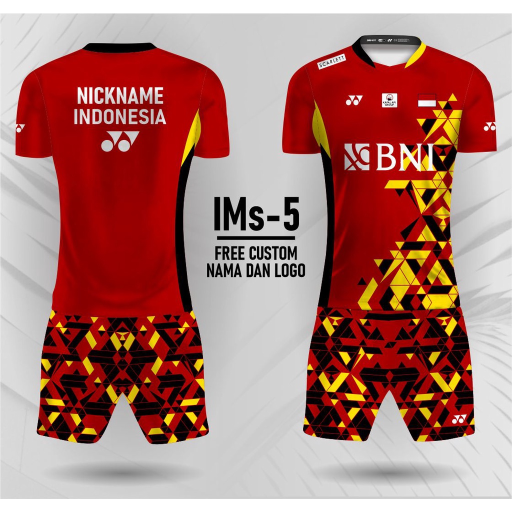 jersey setelan bulu tangkis terbaru kaos badminton final indonesia masters  2022 free custom nama dan logo