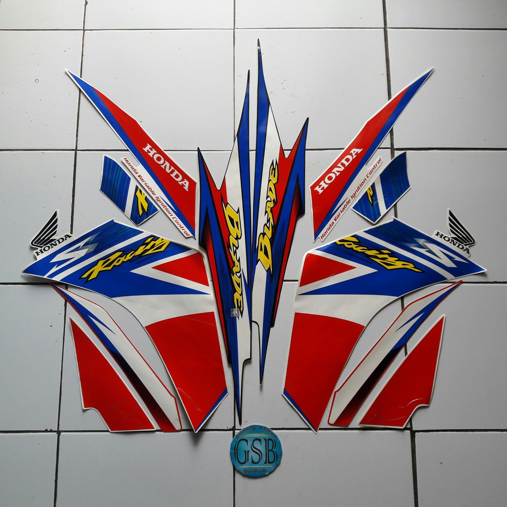 Jual Striping Stiker Motor Honda Blade Racing S Biru Merah Shopee Indonesia