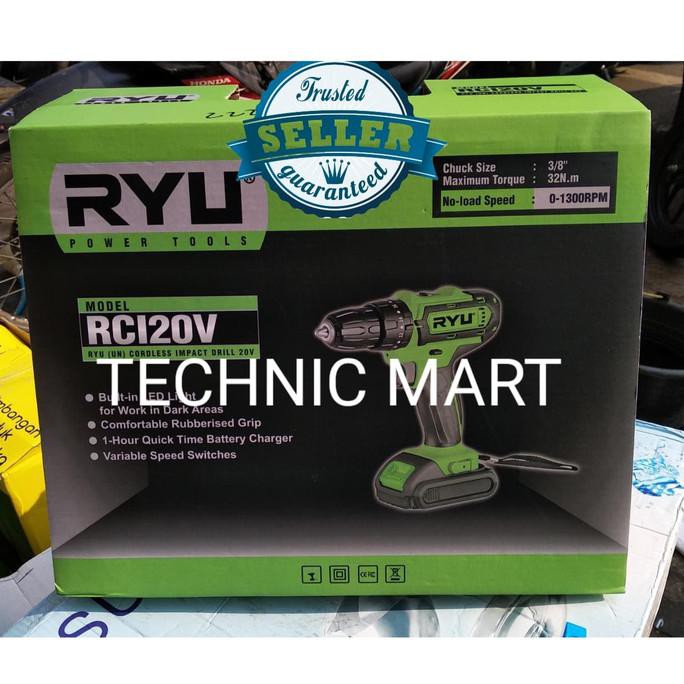 Jual -READY- CORDLESS IMPACT DRILL RYU RCI20V / RCI 20V MESIN BOR ...