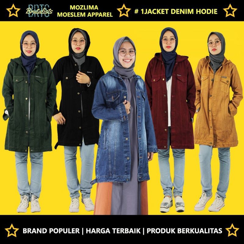 Jual MOZLIMA MOESLEM APPAREL/JAKET PANJANG WANITA/JAKET JEANS CEWEK ...