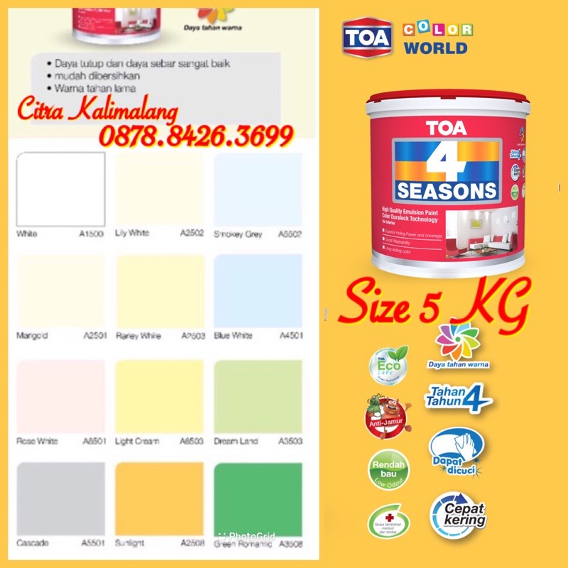Jual Cat Tembok Merk TOA 4SEASON INTERIOR PROMO Shopee Indonesia