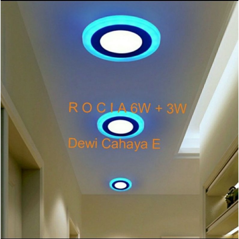 Jual Lampu Panel LED Bulat 6+3W Biru Putih 2 Warna - Lampu Downligt ...