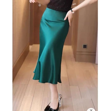 MDLV ~ 7884 Genevieve Midi Skirt Premium Women Satin Skirt Rok Midi Satin Rok Premium Rok Satin