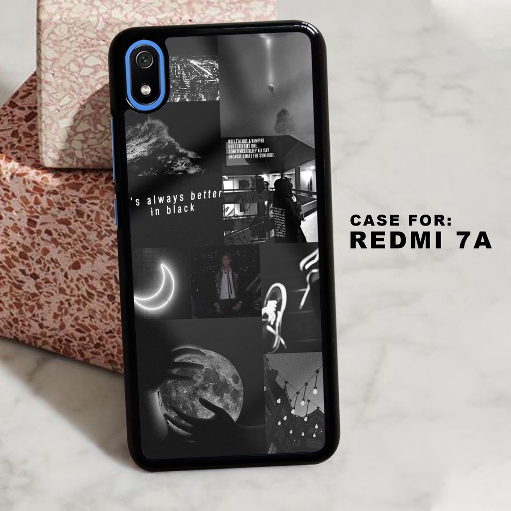 Jual Case Xiaomi Redmi 7A Casing Motif BLACK AESTHETIC Hardcase 2D