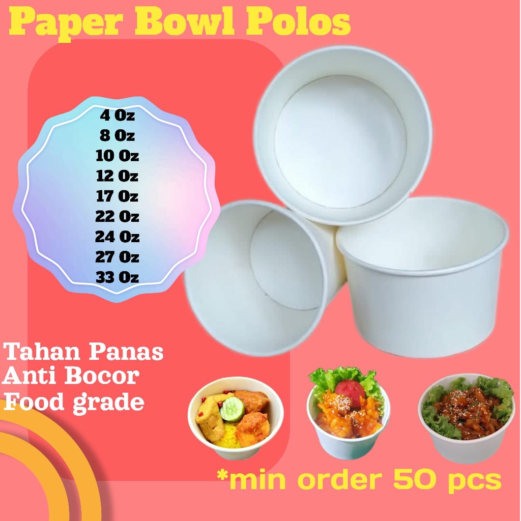 Jual Mangkok Mangkuk Wadah Tempat Paper Papper Cup Rice Bowl Plastik ...