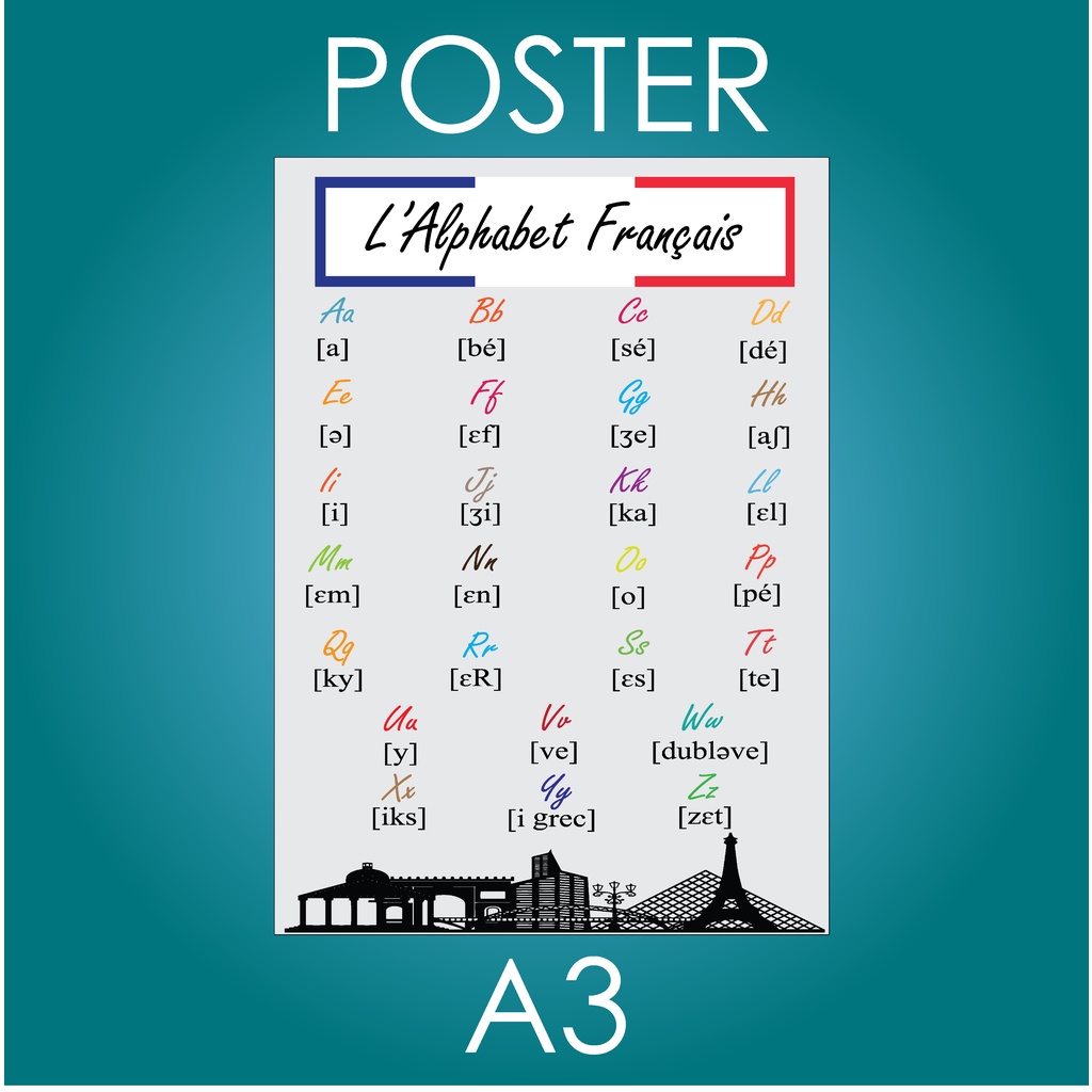 Jual Poster Huruf Alfabet Prancis Beserta Ejaannya A3 Shopee Indonesia