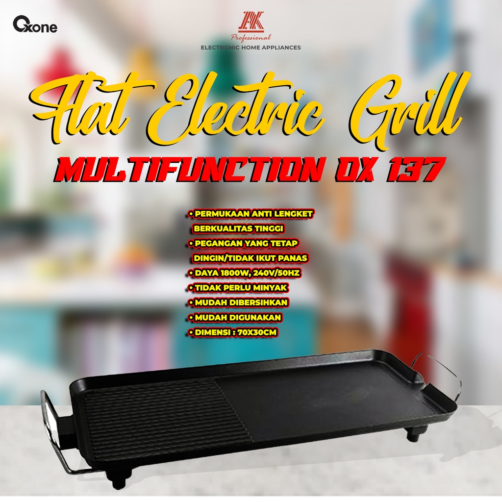 Jual Oxone OX137 Multi Function Flat Electric Grill Pan Black Hitam
