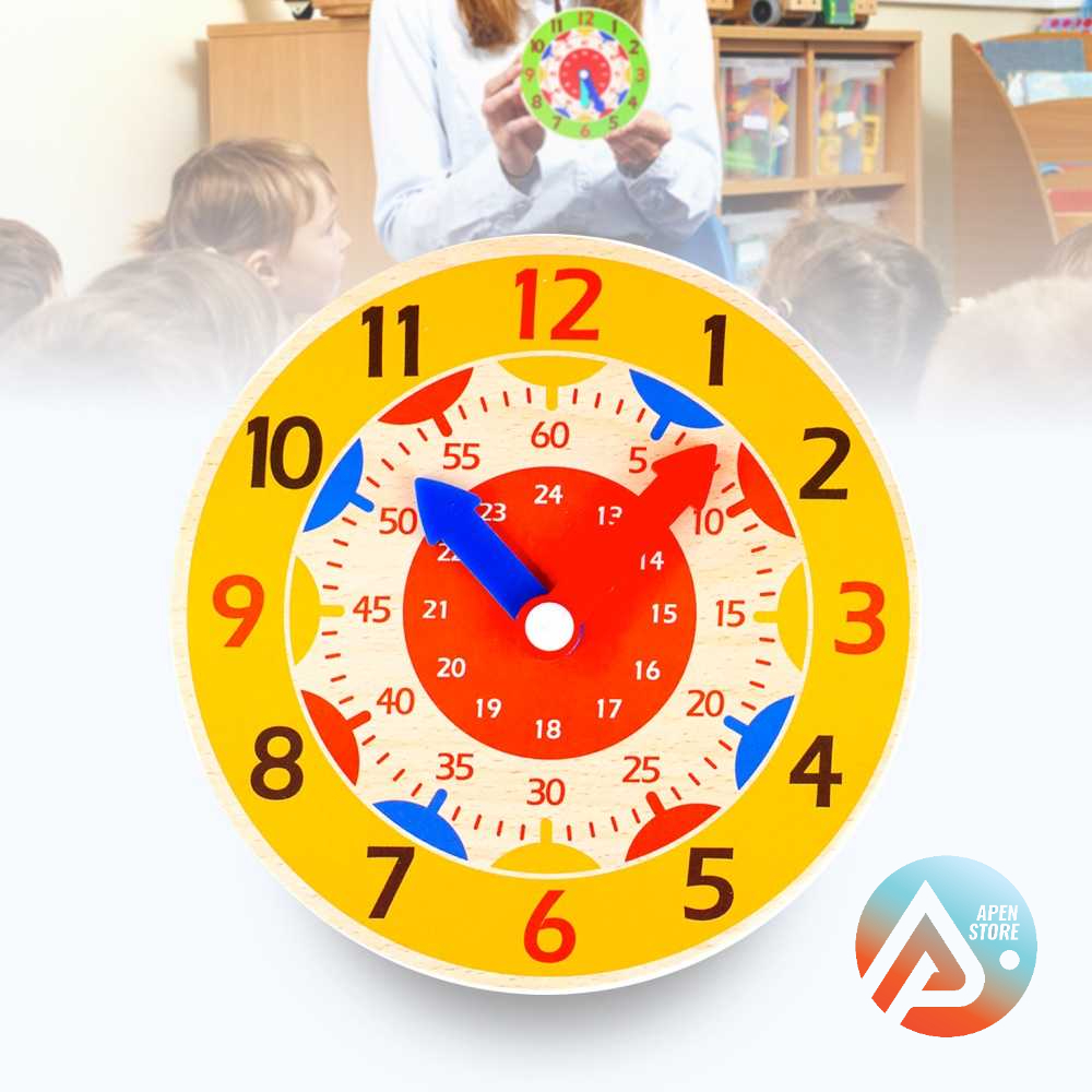Jual APEN Mainan Anak Belajar Waktu jam Menit Detik Montessori Clock ...