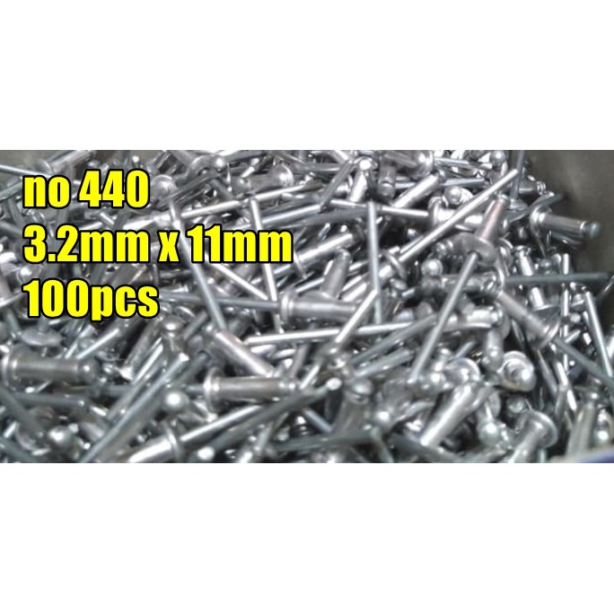 Jual isi 100 pcs paku rivet 3.2mm x 11mm paku ripet aluminium blind ...