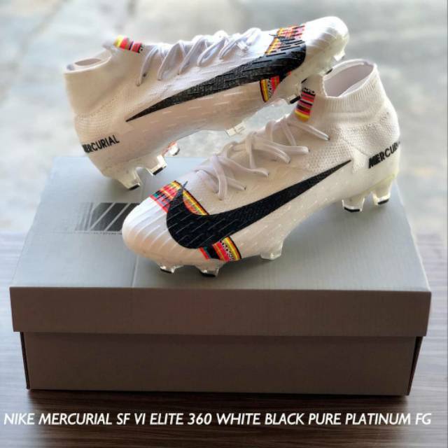 Mercurial superfly vi elite fg pure platinum black white best sale