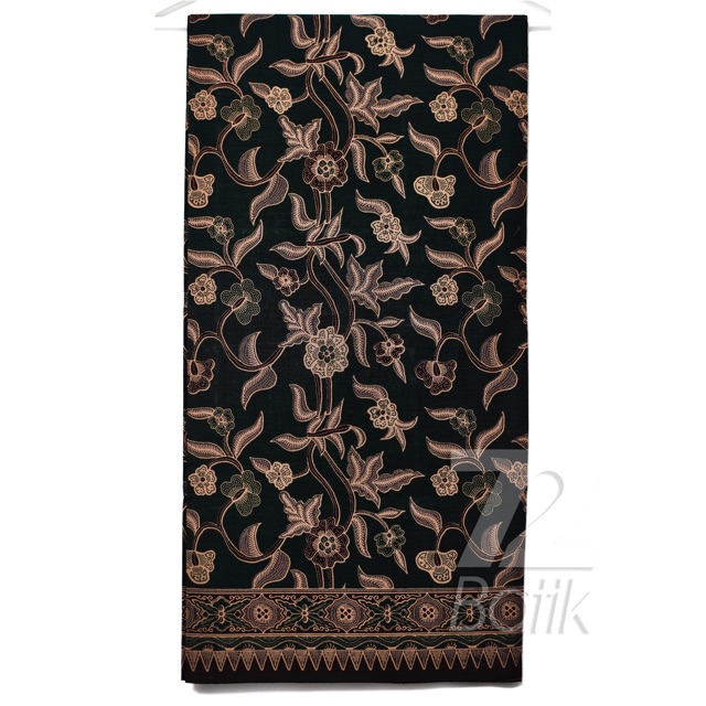 Jual Kain Batik Katun Premium Motif Kembang Warna Hitam Item Black Cap Jarik Jarit