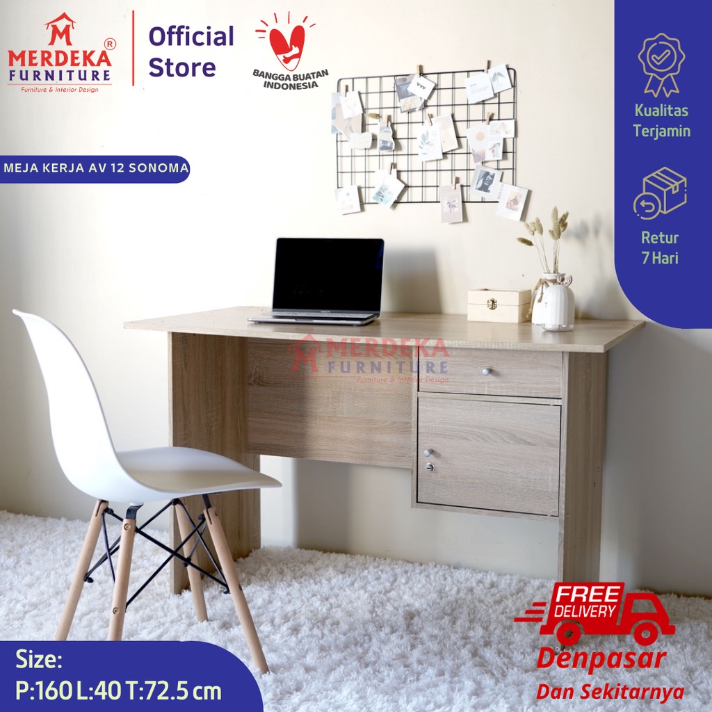 Jual MEJA KERJA | MEJA KOMPUTER | MEJA BELAJAR| AV 12 WHITE/SONOMA ...