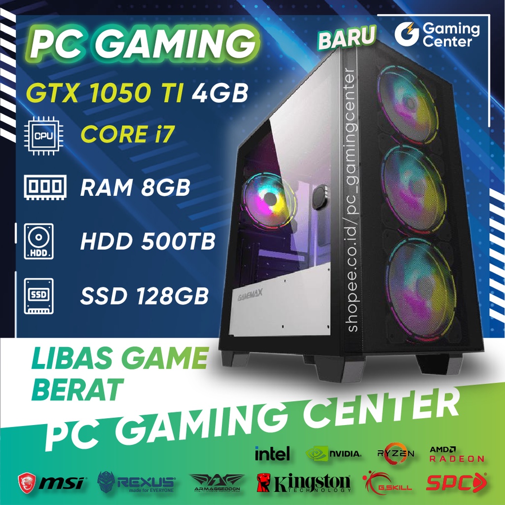 Jual PC Gaming Core i7 Komputer Rakitan VGA GTX 1050 TI 4GB Ram