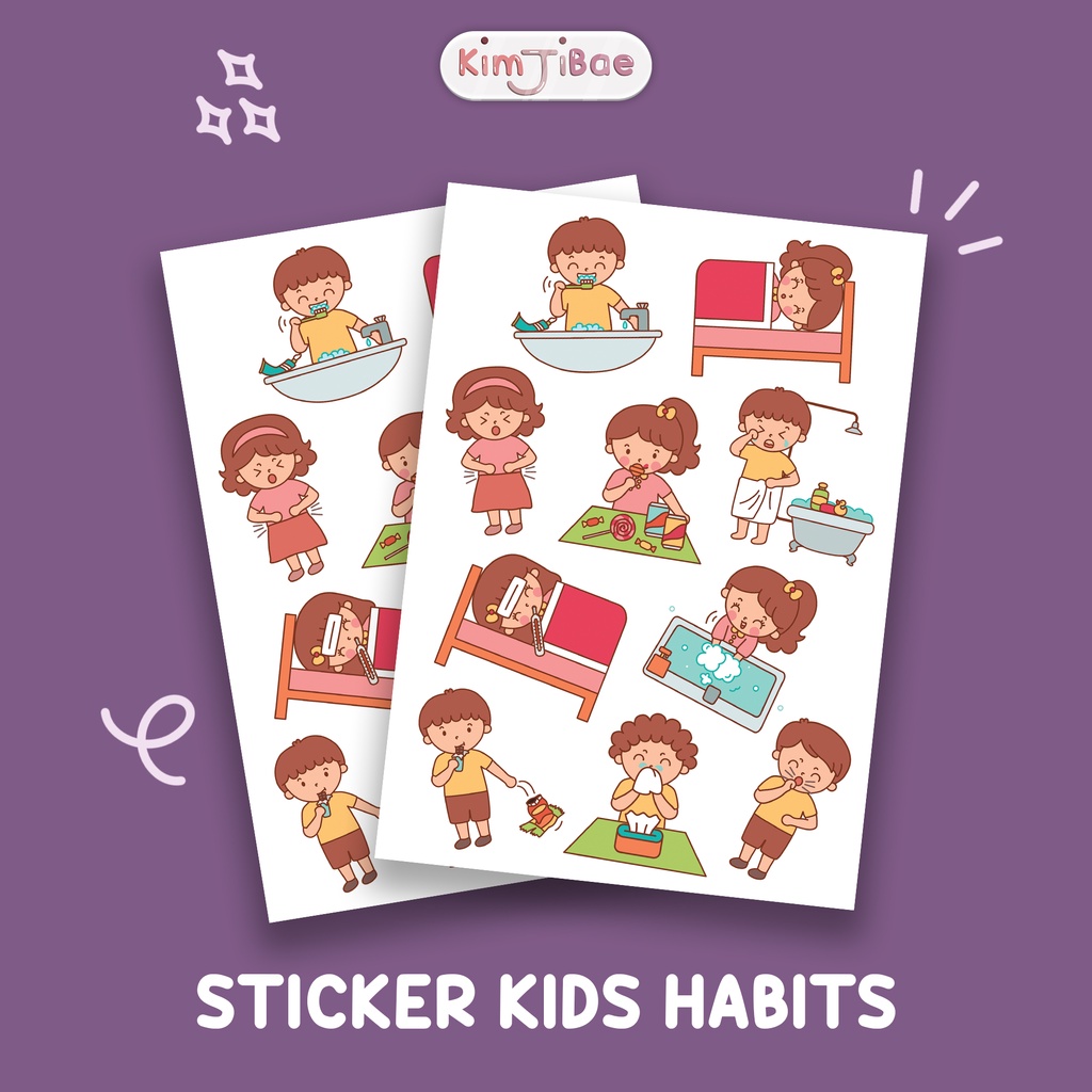 Jual Stiker anak, Kids habits sticker, Cute Sticker | Shopee Indonesia