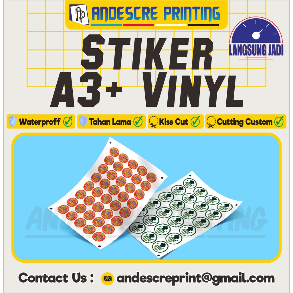 Jual Cetak Sticker A3+ Vinyl / Chromo Cutting Sesuai Pola | Shopee ...