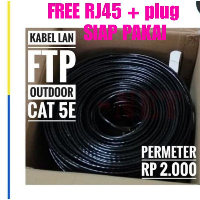 Kabel LAN Cat5e FTP  Outdoor meteran siap pakai ( free konector)