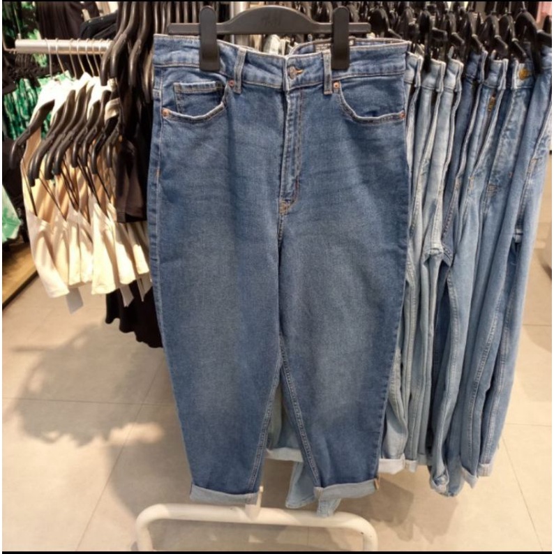 Celana Loose Mom Jeans High waist ankle length H&M Original Store READY  STOCK)
