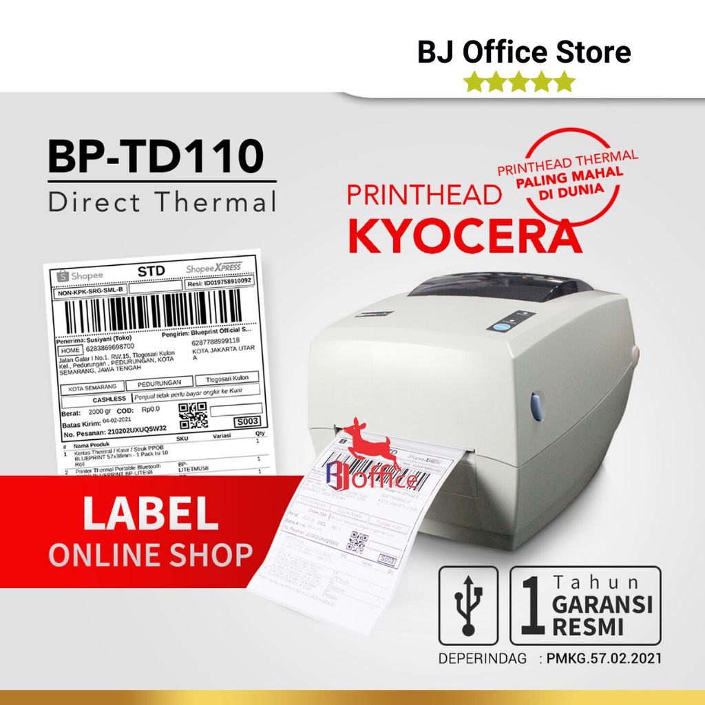 Jual Printer Blueprint Thermal Printer Label Resi A6 BLUEPRINT BP TD110