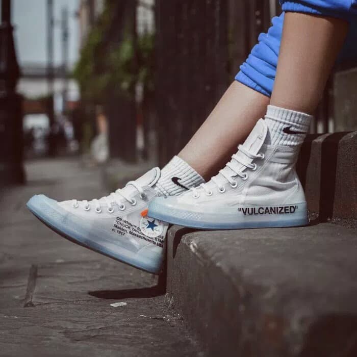 Converse vulcanized white best sale