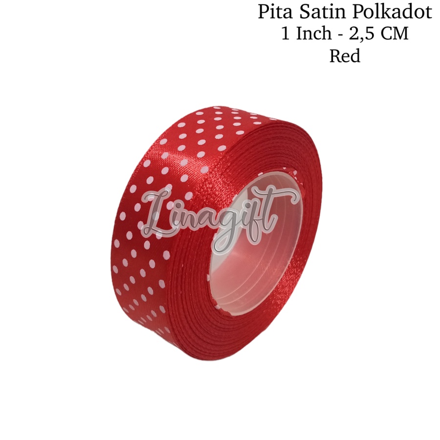 Jual Rol 20 Yard Pita Satin Polkadot 1 In 25 Cm T Ribbon Sateen 25mm Shopee