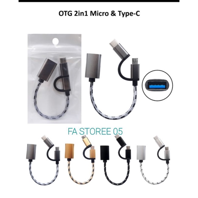 Jual Sambungan OTG 2 IN 1 DInami Micro Type C Fast Transfer Otg Flas ...