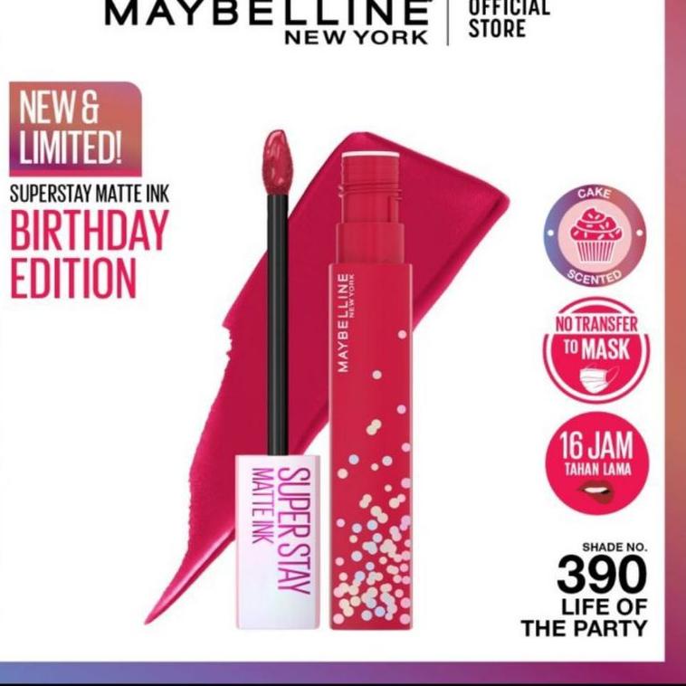 Maybelline New York Super Stay Matte Ink Liquid Lipstick, Transfer Proof,  Long Lasting, Limited Edition Birthday Cake Scented Shades, Show Runner