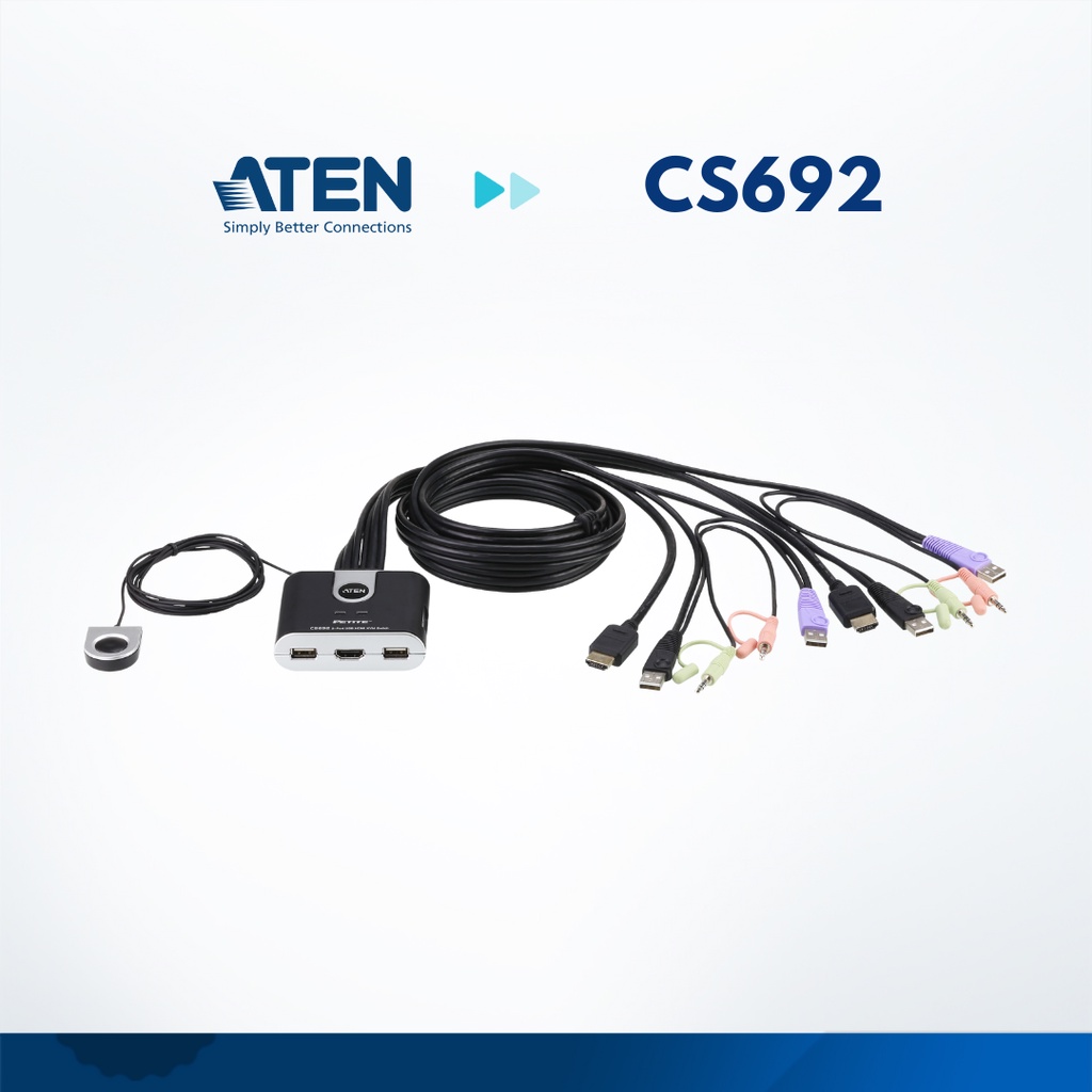 Jual ATEN CS692 2-Port USB hdmi/Audio Cable KVM Switch with Remote Port ...